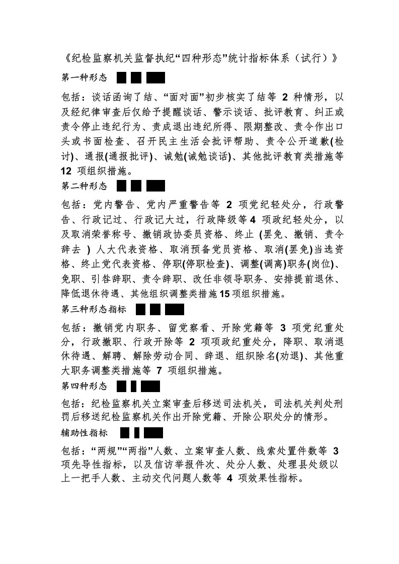 纪检监察机关监督执纪“四种形态”统计指标体系