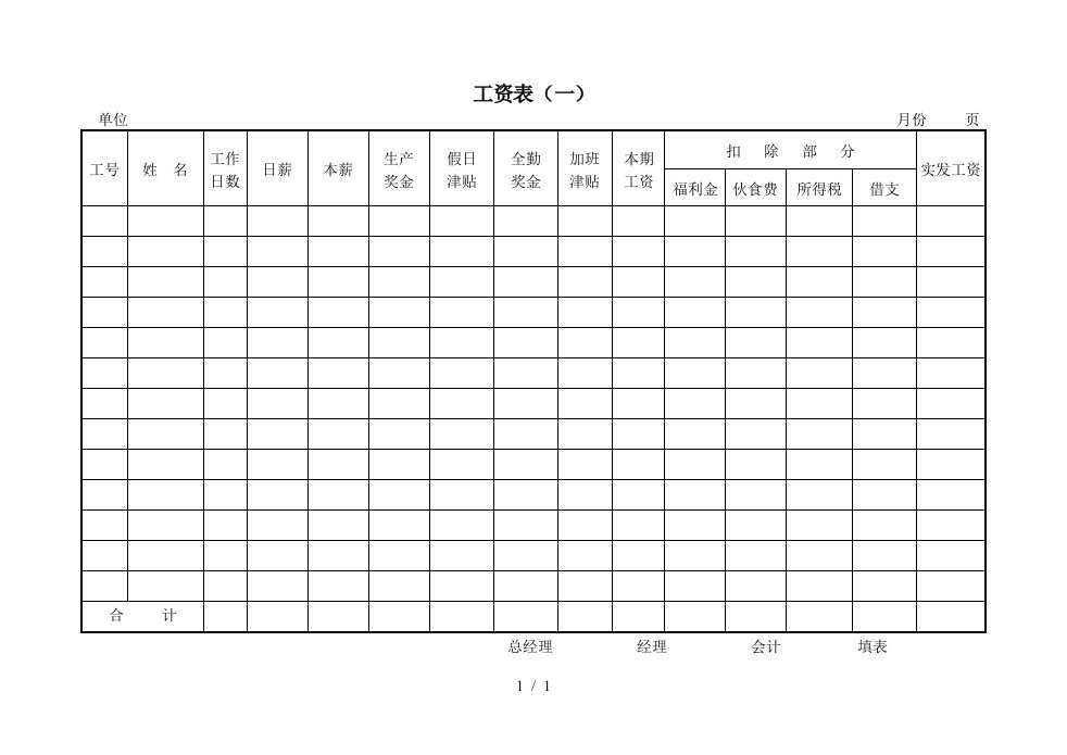 公司工资管理表