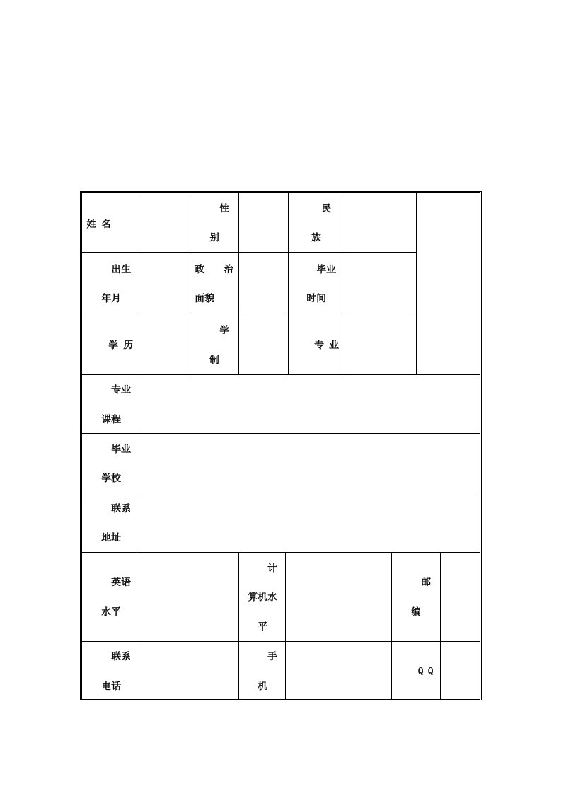 简历表格2