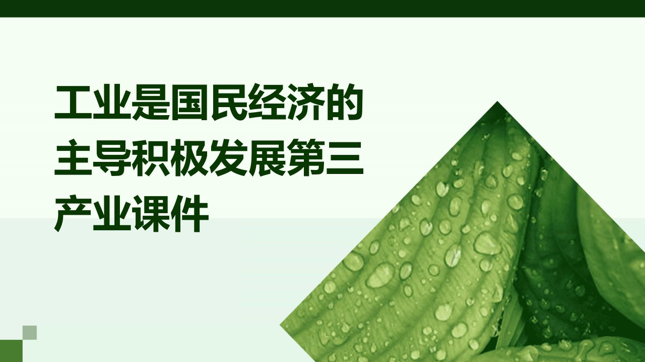 工业是国民经济的主导积极发展第三产业课件