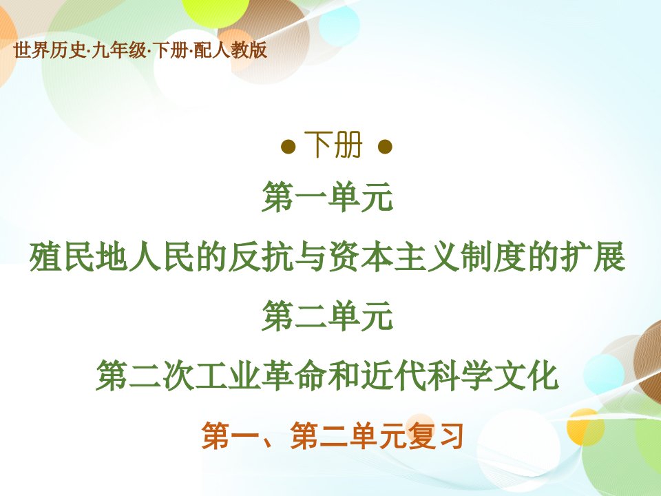 人教部编九年级历史下册ppt课件：第一、第二单元复习