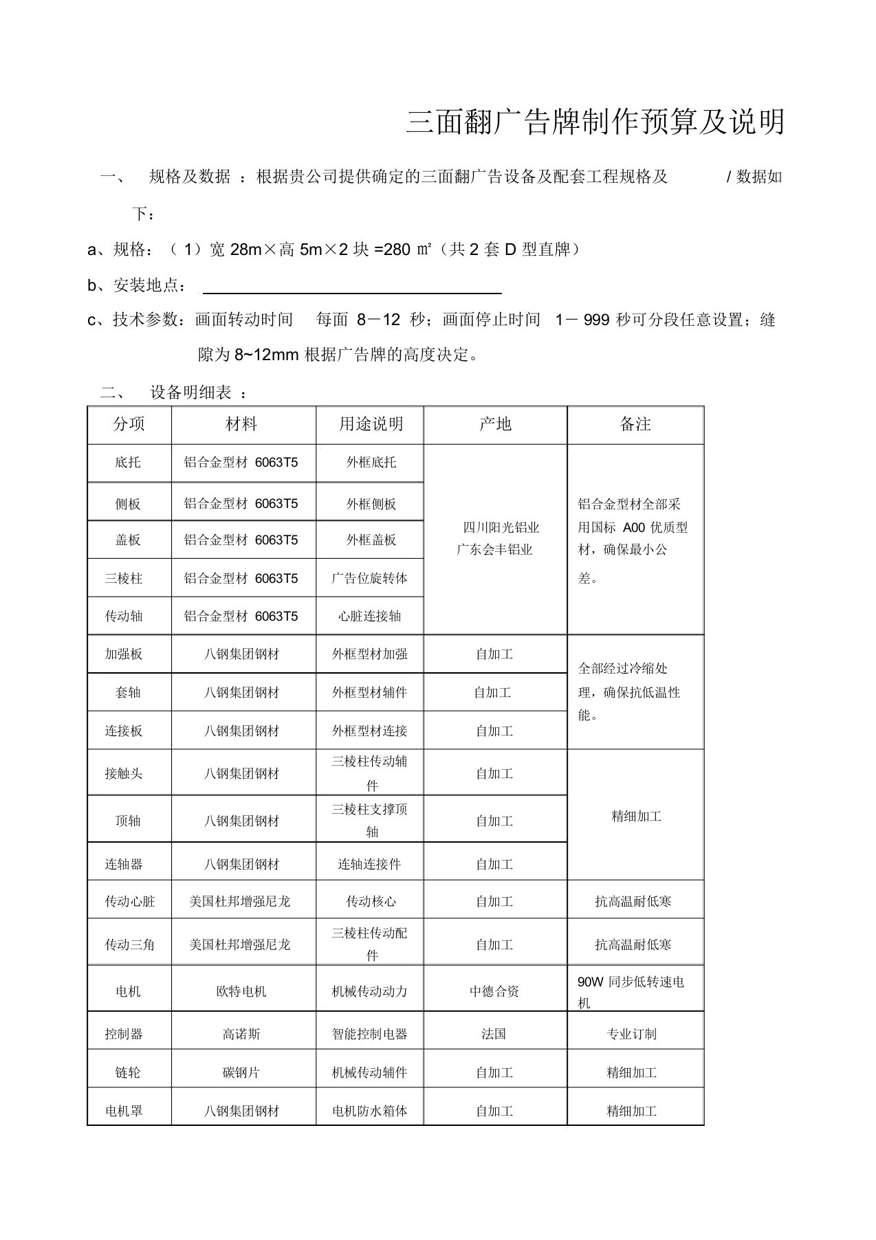 三面翻广告牌制作预算