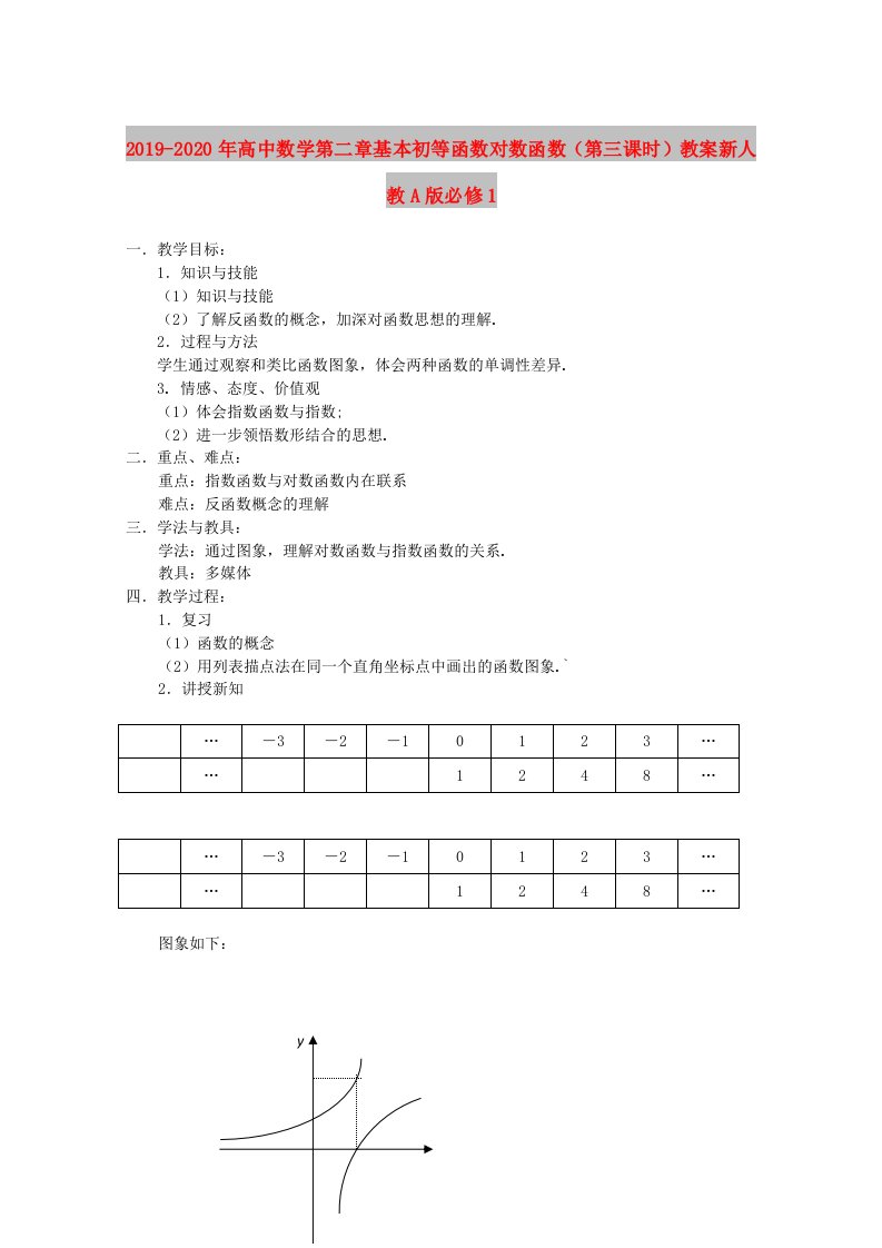 2019-2020年高中数学第二章基本初等函数对数函数（第三课时）教案新人教A版必修1