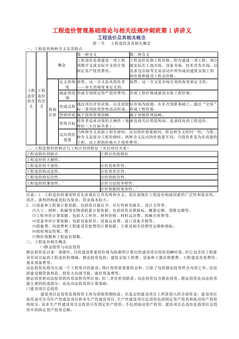 工程造价管理基础理论与相关法规2