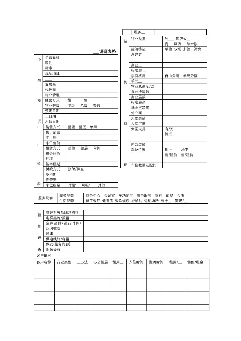 写字楼调研表