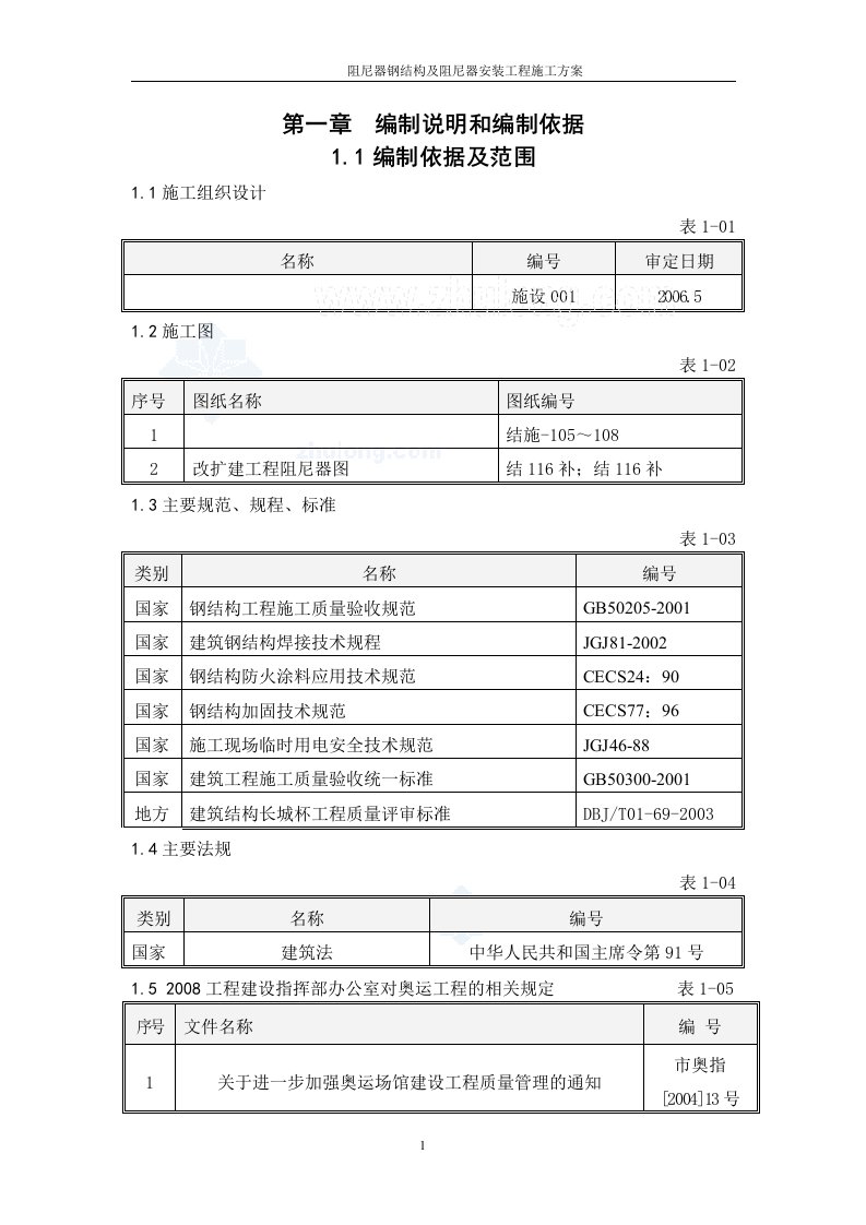 阻尼器钢结构及阻尼器安装施工方案