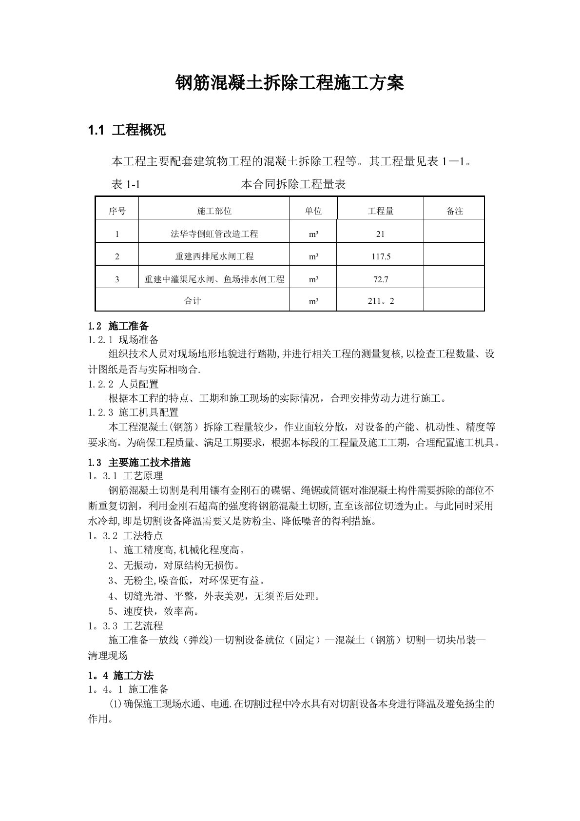 钢筋混凝土拆除工程施工方案