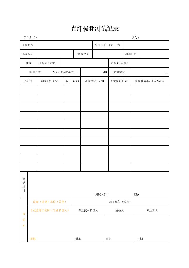 建筑工程-光纤损耗测试记录