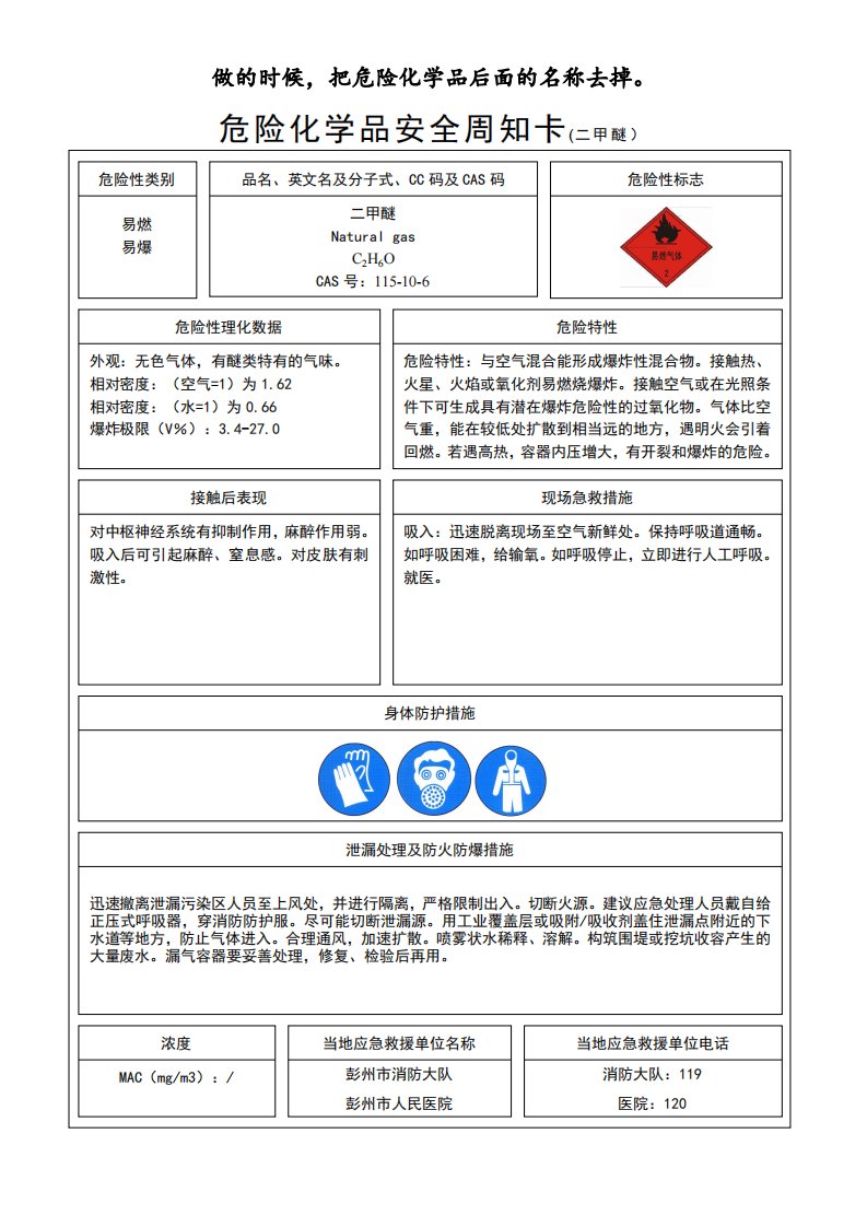 安全周知卡