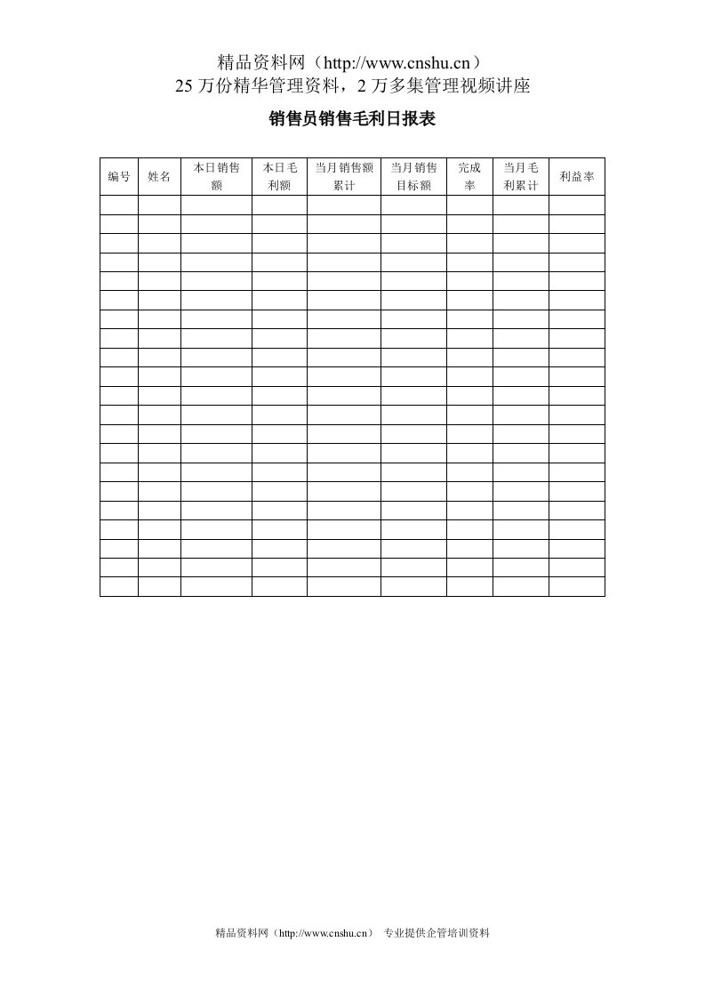 销售员销售毛利日报表