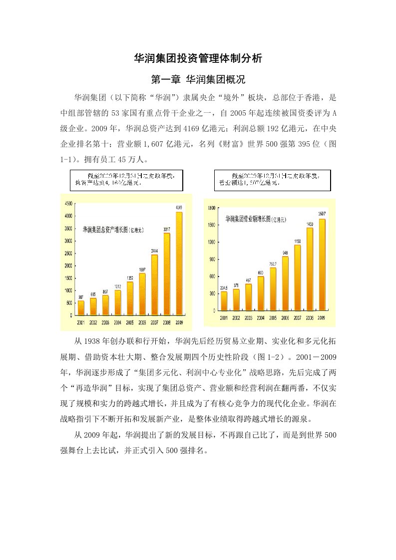 华润集团投资管理体制分析