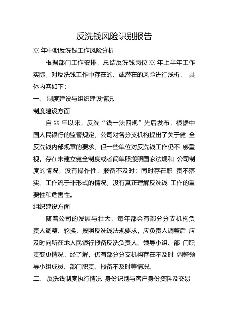 反洗钱风险识别报告