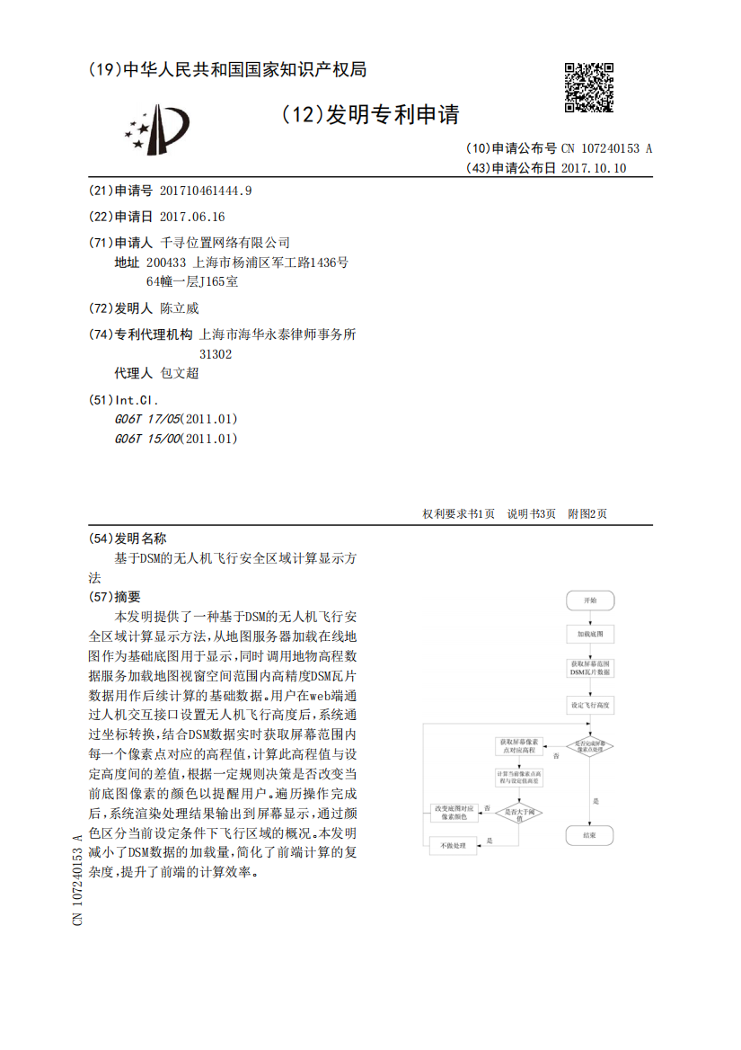 基于DSM的无人机飞行安全区域计算显示方法