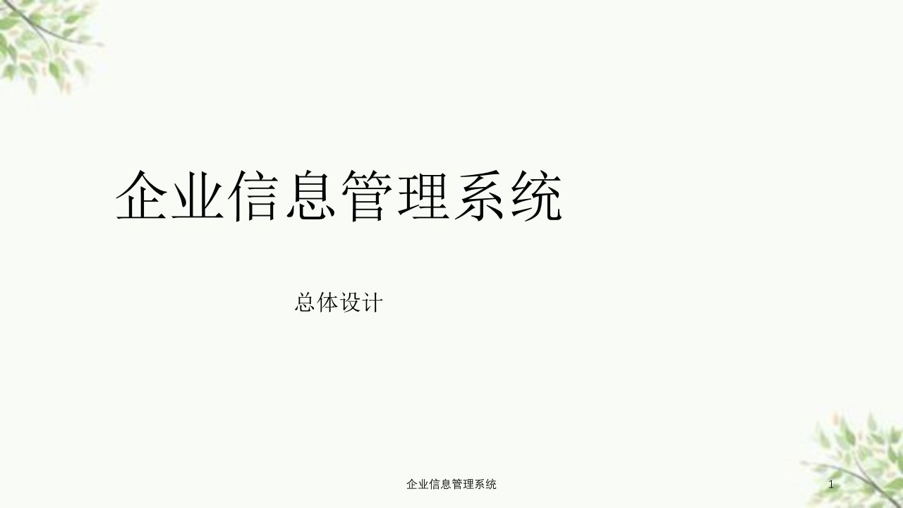 企业信息管理系统课件