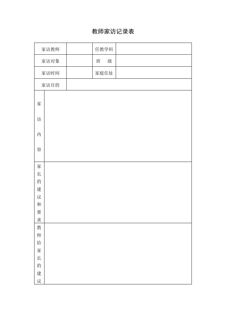 家访表及家访记录内容整理