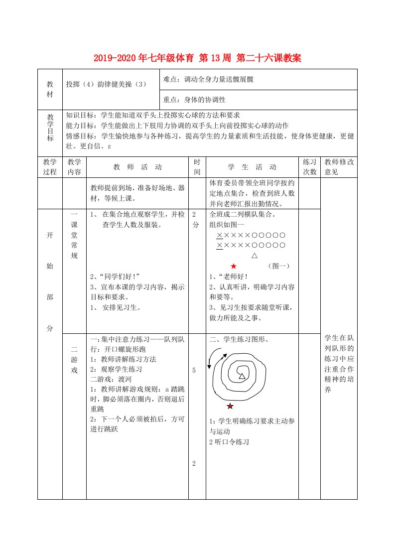 2019-2020年七年级体育