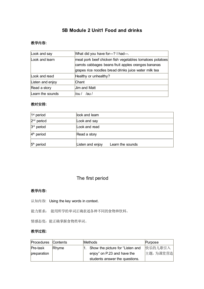 上海版新牛津英语5B教案M2U1