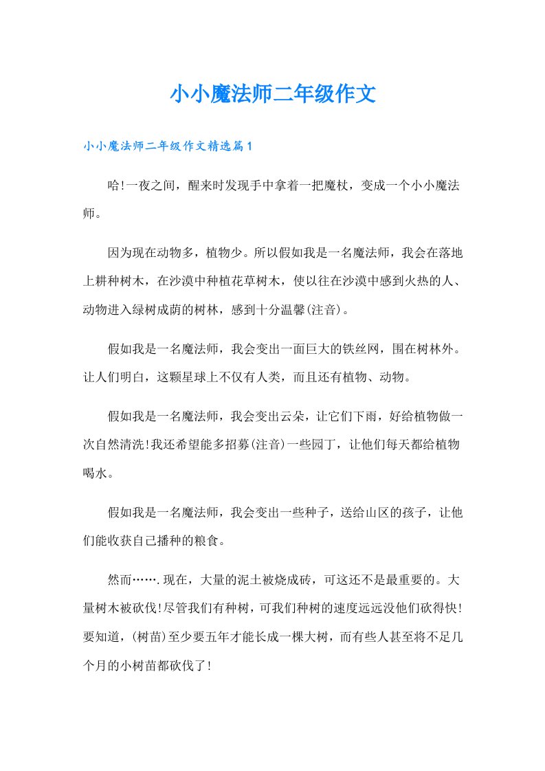 小小魔法师二年级作文