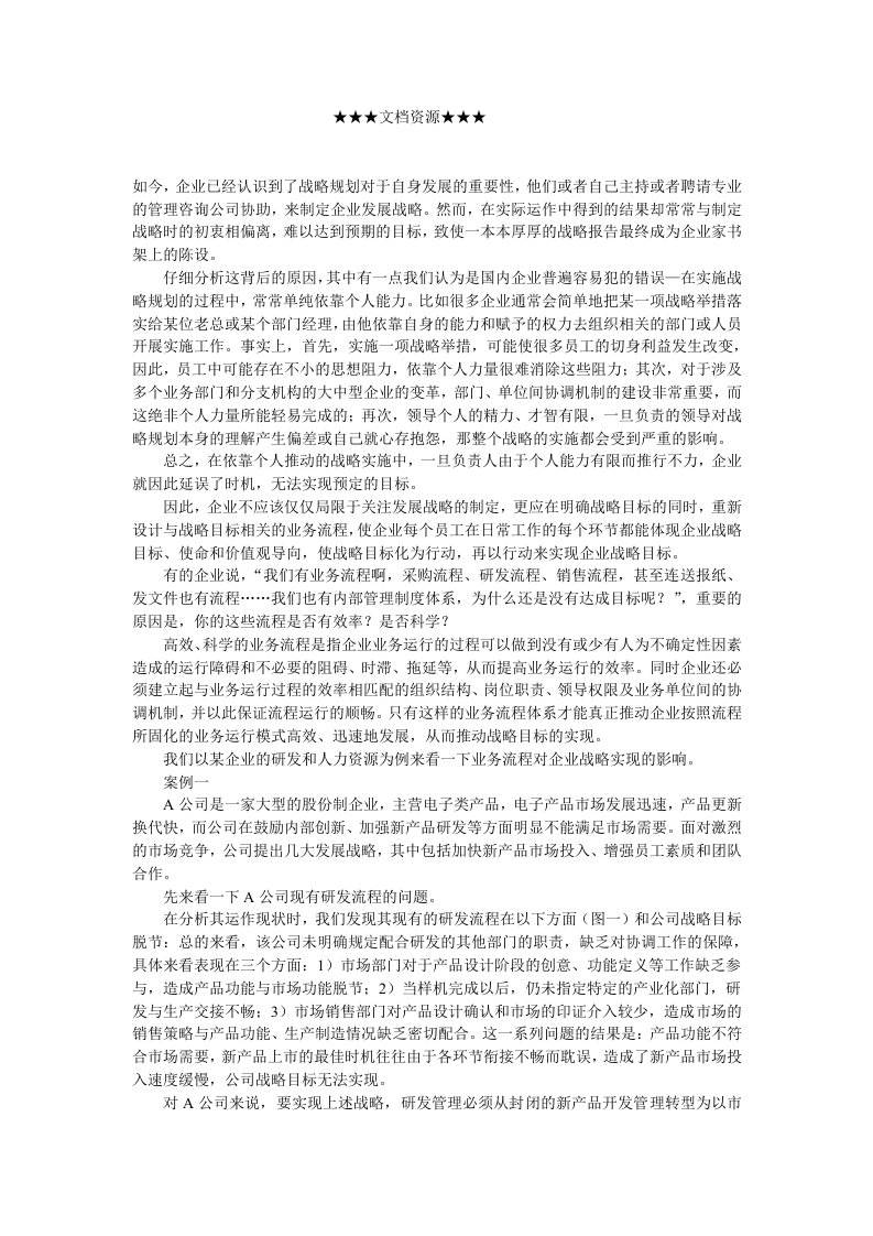 精选企业战略-战略管理重组企业业务流程确保战略目标实现