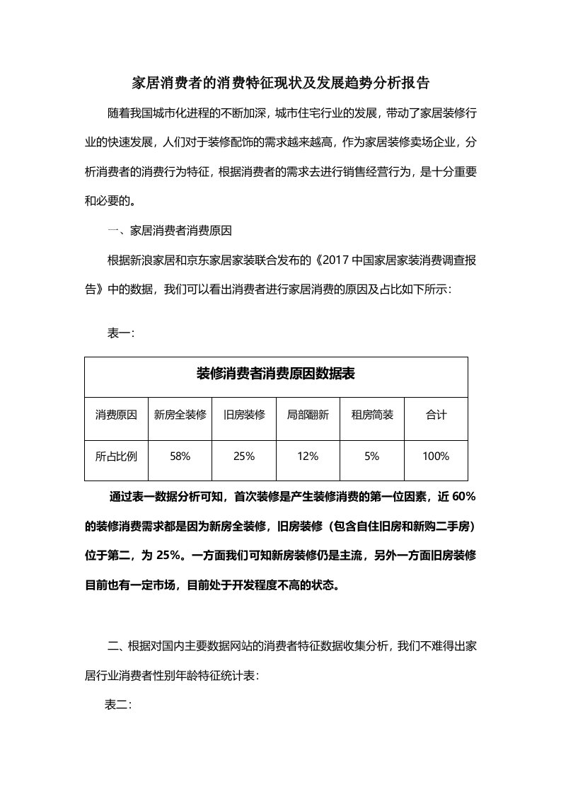 家居消费者消费特征数据分析报告