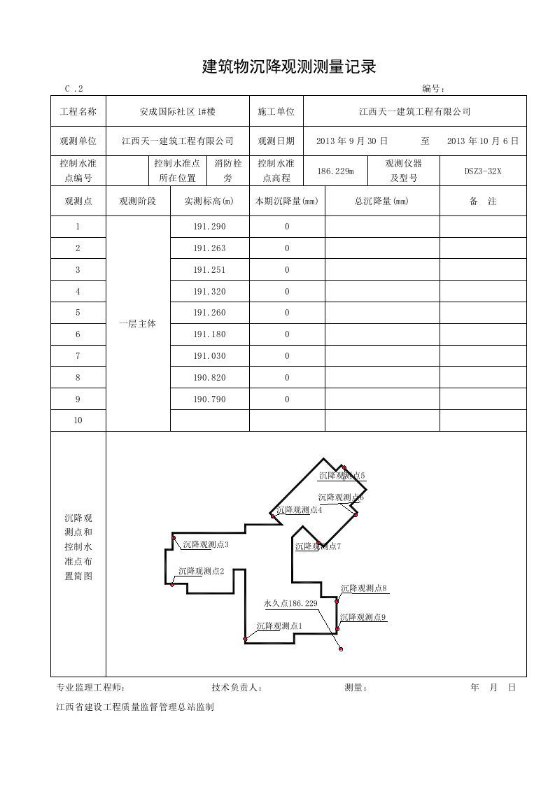 建筑物沉降观测测量记录1楼