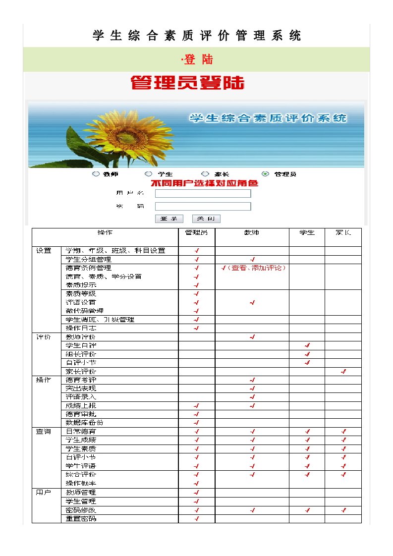 学生综合素质评价管理系统使用说明