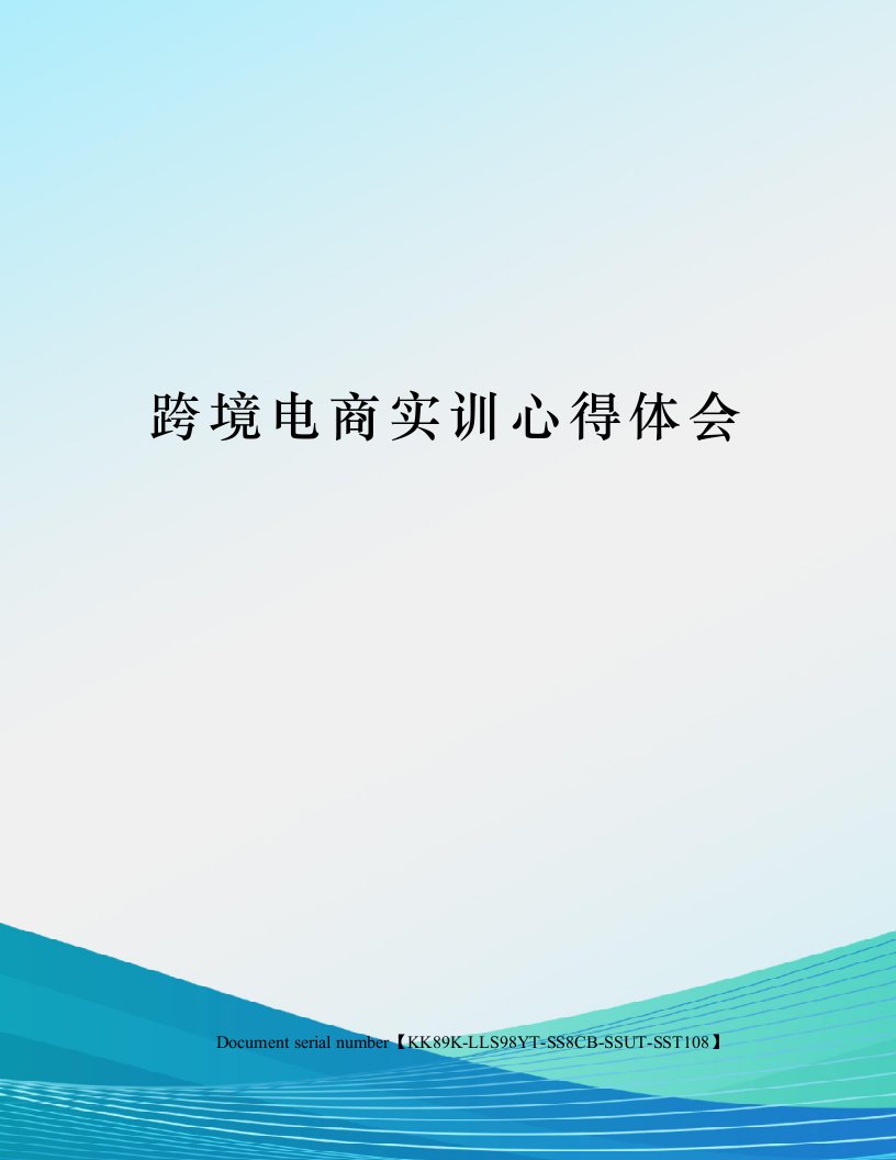 跨境电商实训心得体会