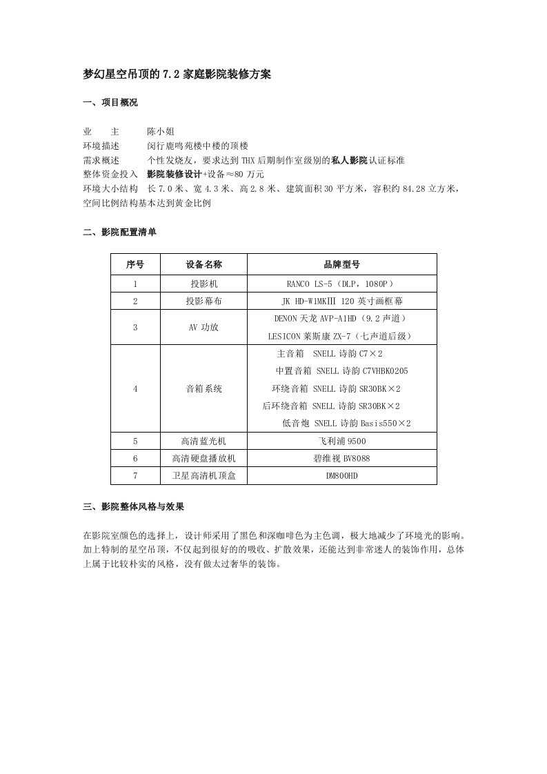 打造梦幻星空吊顶,7.2家庭影院的声学装修方案