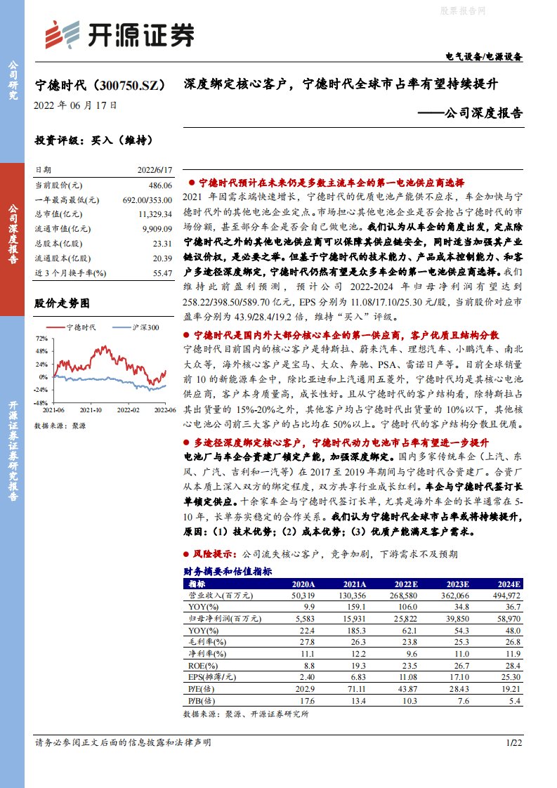 宁德时代(300750)公司深度报告：深度绑定核心客户，宁德时代全球市占率有望持续提升