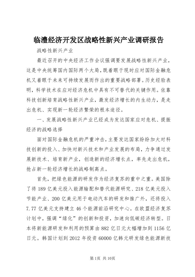 4临澧经济开发区战略性新兴产业调研报告