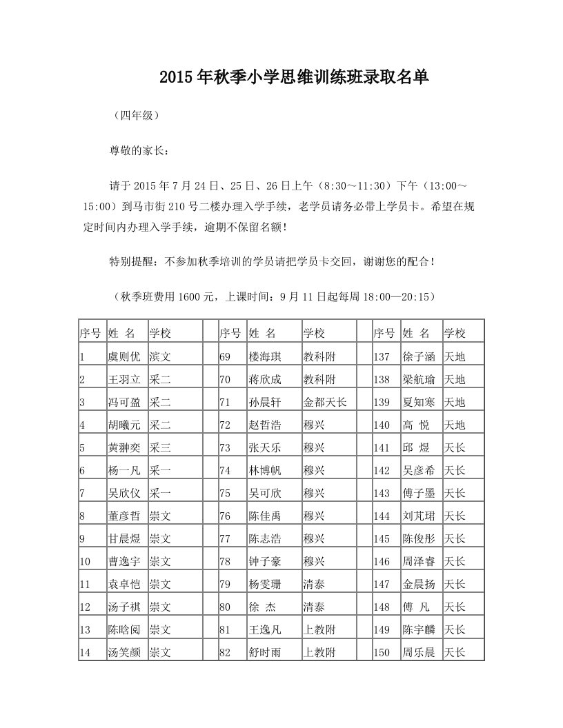 2007年秋季二年级“文学欣赏+智力游戏”新生录取名单