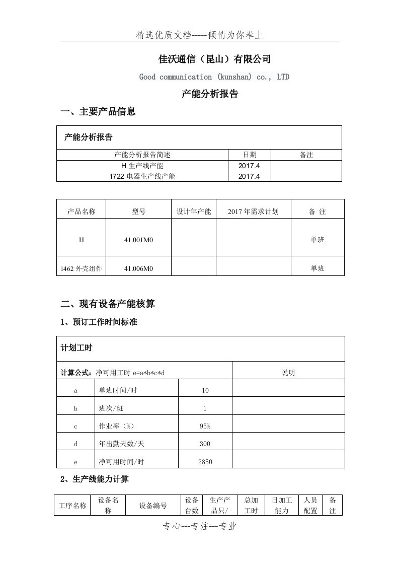 公司产能分析报告(共3页)