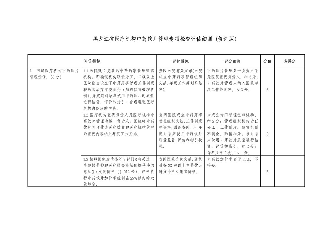 中药饮片管理专项标准细则