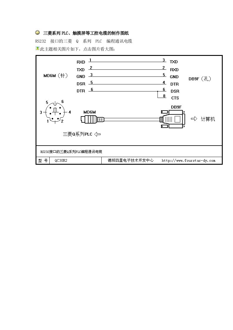 三菱系列PLC、触摸屏等工控电缆的制作图纸