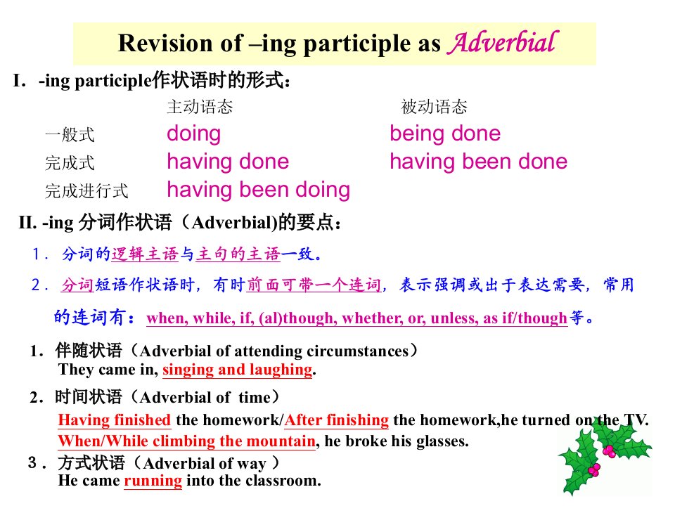 现在分词作状语课件