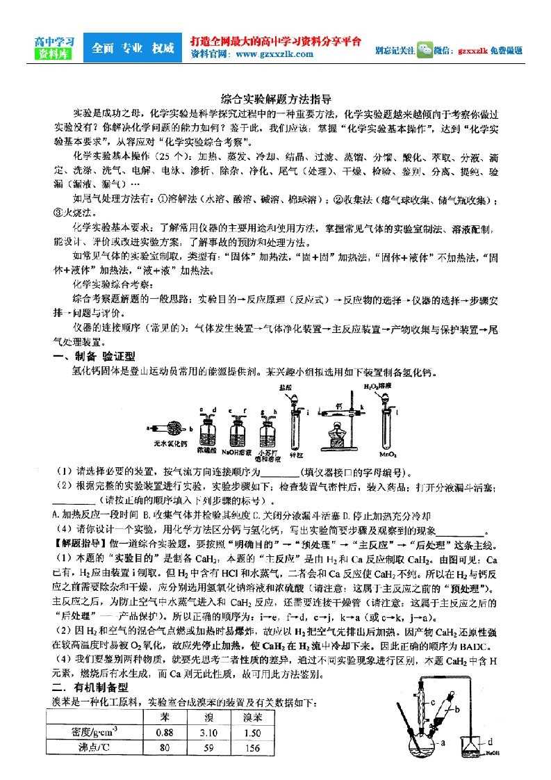 高三化学综合实验解题方法指导（扫描版）【更多资料关注微博@高中学习资料库