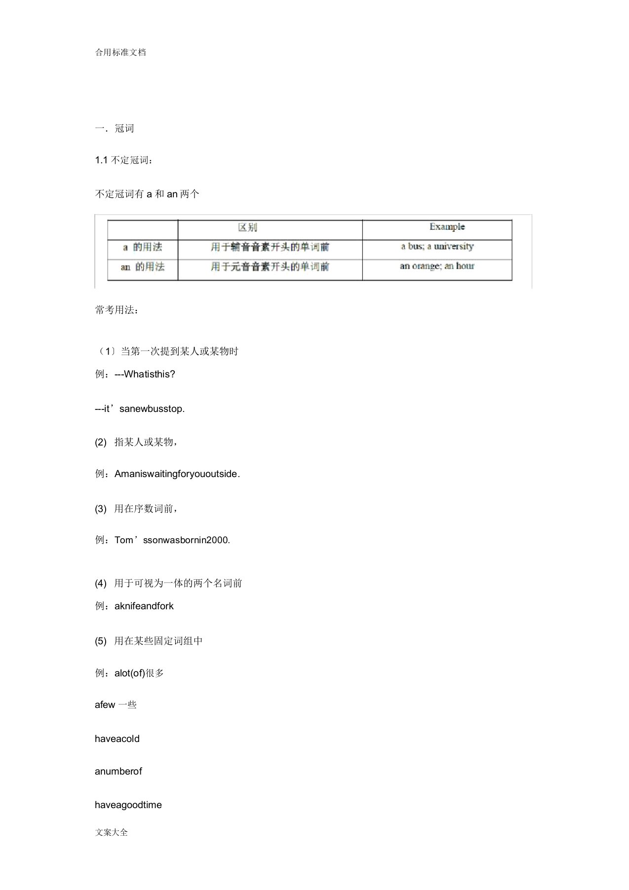 小学英语冠词介词代词总结材料