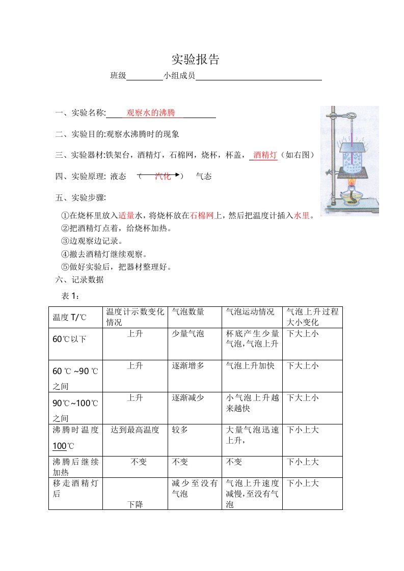 观察水的沸腾实验报告