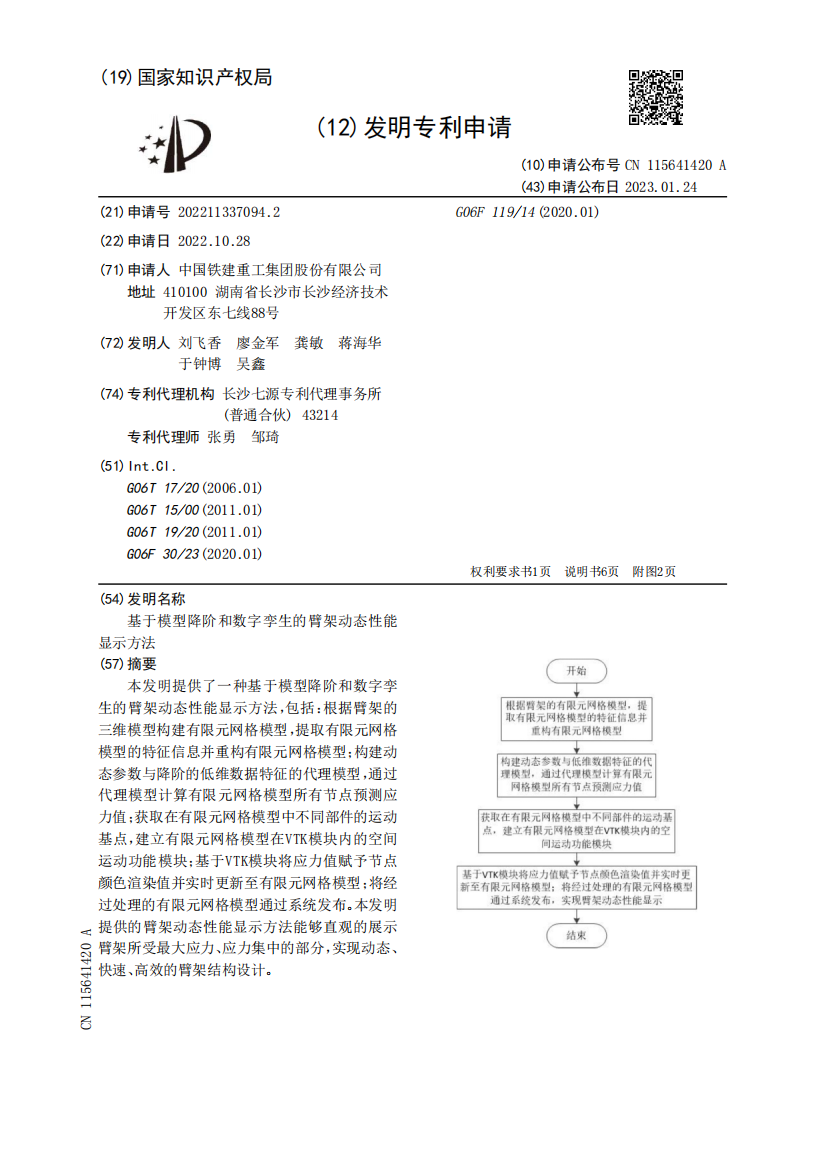 基于模型降阶和数字孪生的臂架动态性能显示方法