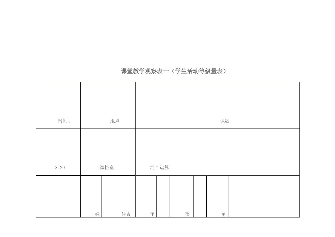 小学数学课堂观察量表（明细）