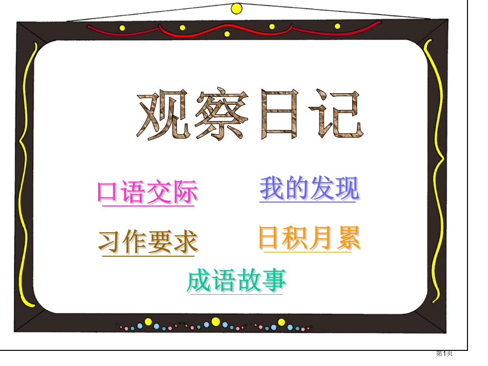 四年级上册语文-第二单元-观察日记-习作市公开课一等奖省赛课获奖PPT课件