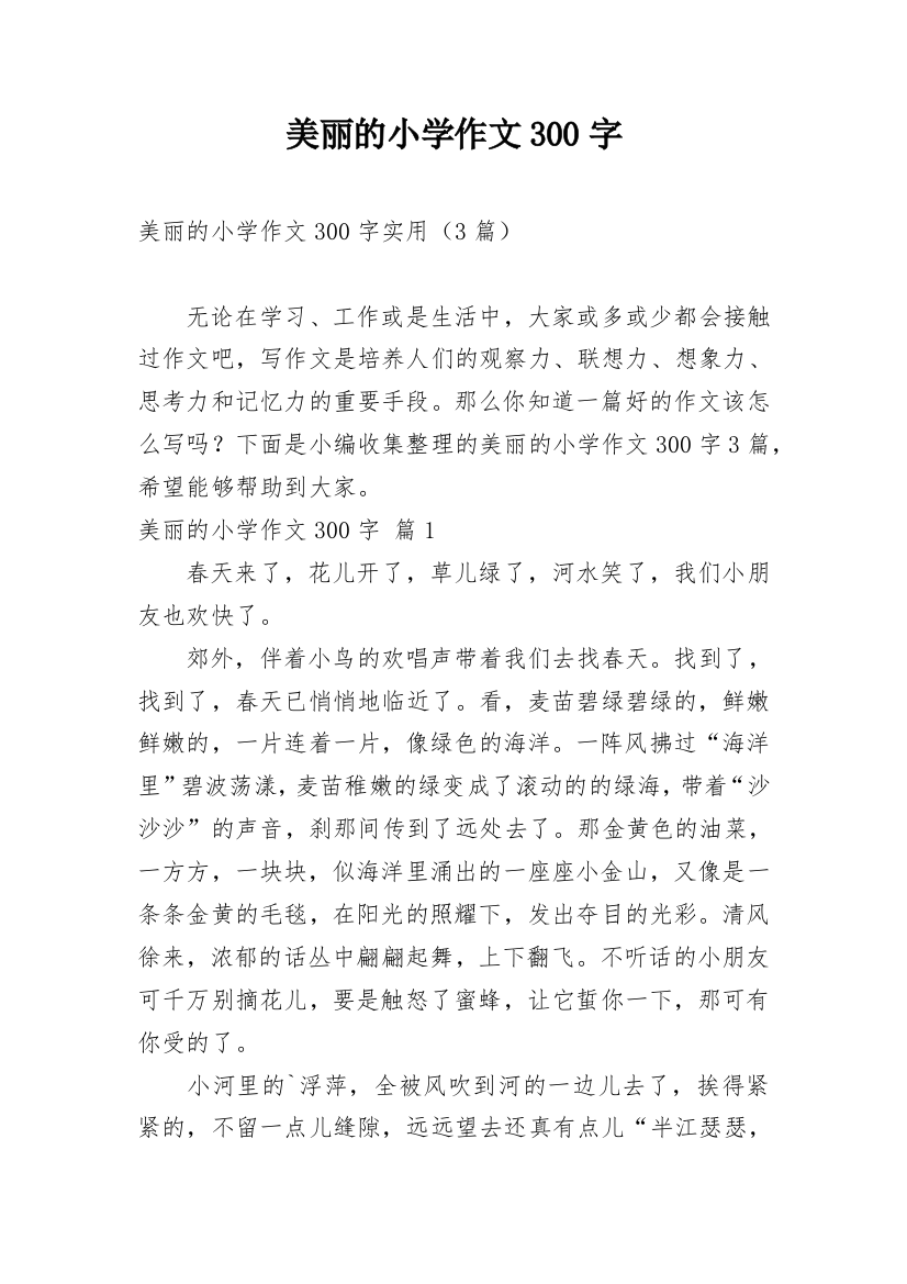 美丽的小学作文300字_28