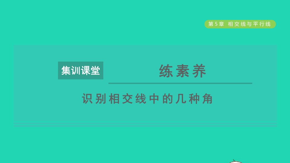 2021秋七年级数学上册第5章相交线与平行线集训课堂练素养识别相交线中的几种角课件新版华东师大版