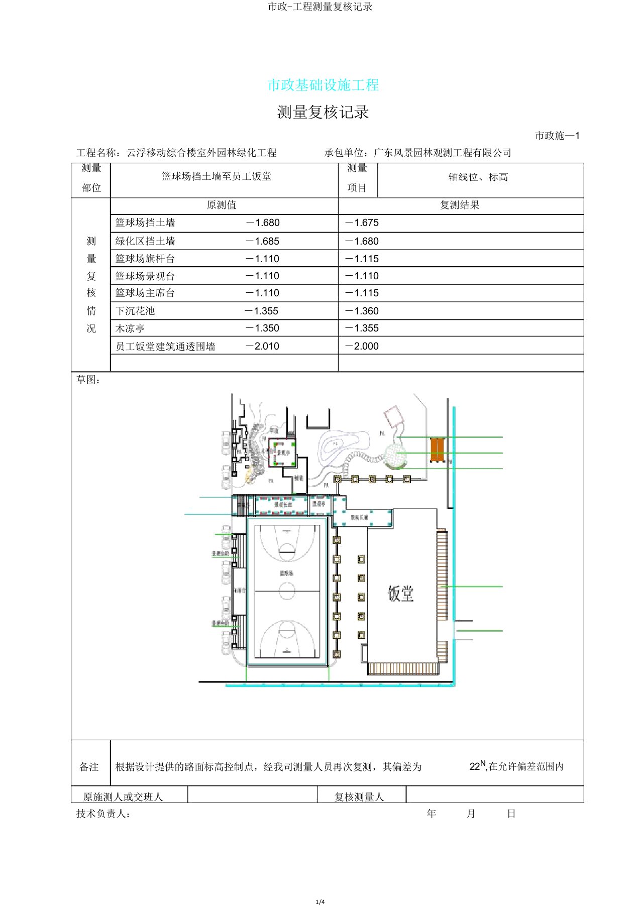 市政工程测量复核记录