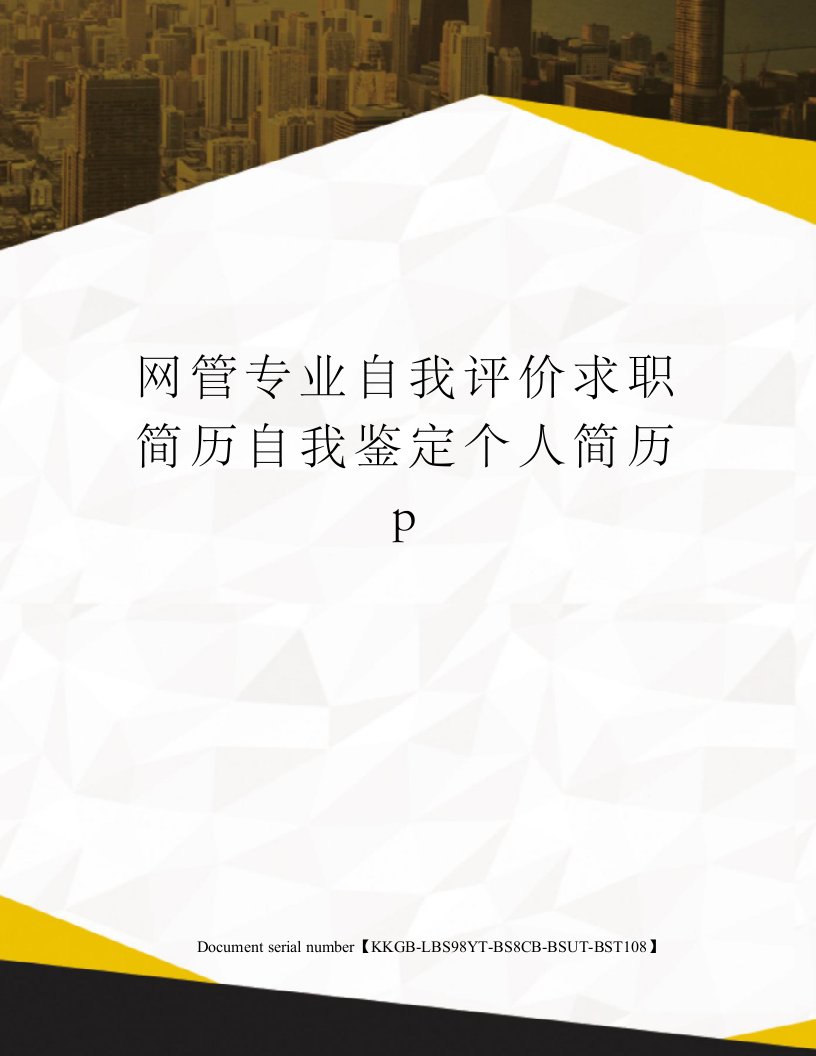 网管专业自我评价求职简历自我鉴定个人简历p