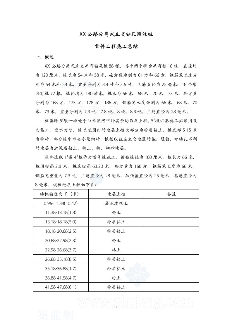 某分体式立交桥桩基础工程施工总结