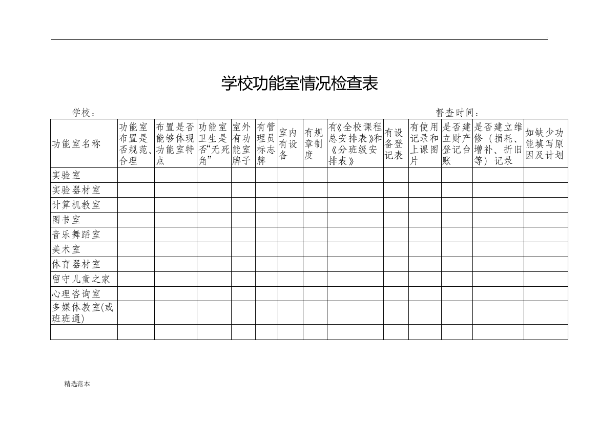 学校功能室情况检查表