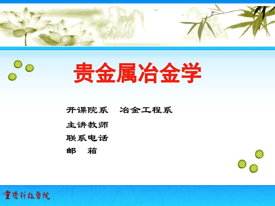 重庆科技学院贵金属冶金学PPT课件难浸金矿石的处理