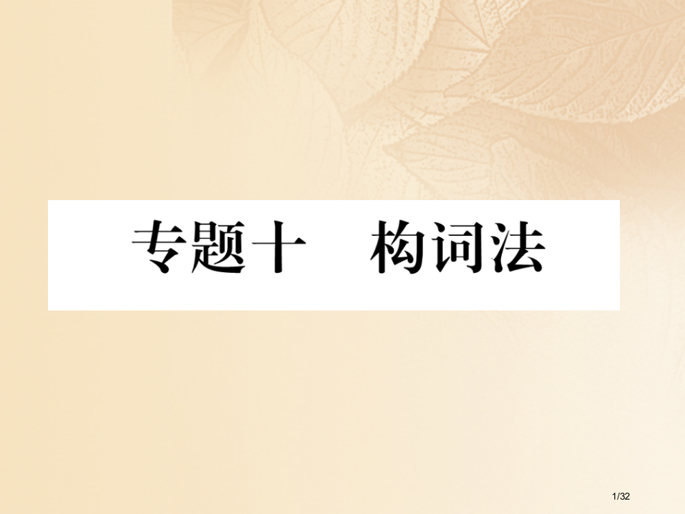 中考英语总复习语法专题突破篇专题10构词法精讲市赛课公开课一等奖省名师优质课获奖PPT课件