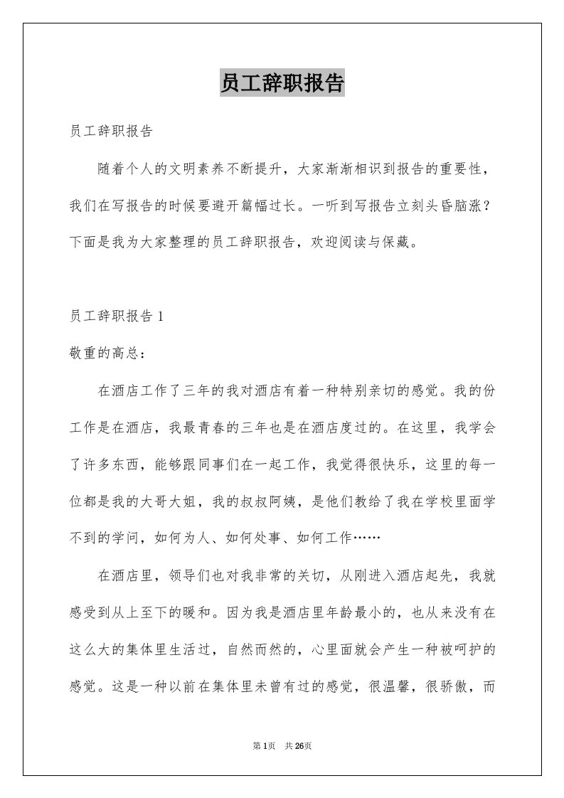 员工辞职报告例文44